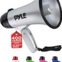 PYLE-PRO Portable Megaphone Speaker Siren Bullhorn - Compact and Battery Operated with 20 Watt Power, Microphone, 2 Modes, PA Sound and Foldable Handle for Cheerleading & Police Use-PMP23SL (Silver)