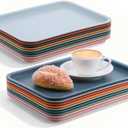Kifmurase 18Pcs Plastic Fast Food Trays, Bulk Colorful Restaurant Serving Trays, Large Stackable Activity Crafts Organizer, Rectangular Serving Platter for Kitchen Hotel (9 Colors, 9 x 12 Inch)