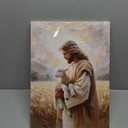 OTOSTAR Jesus and Lamb Christian Wall Art Canvas Prints - Jesus Saves the Lost Lamb Christian Canvas Wall Art for Prayer Room Baptism Serenity Prayer Church Decor - 12 x 16 Inch