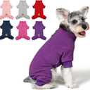 cyeollo Dog Pajamas Fleece Dog Pjs Jumpsuit Thermal Dog Onesie Stretchable Outfits Doggie Pet Clothes Warm Pajamas for Small Dogs Apparel, Color Purple (X-Large (chest Girth: 21"-25"))