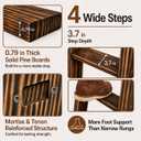 50 Inch Wood Bunk Bed Ladder, Solid Pine RV Bunk Ladder with 3.7 in Wide Flat Steps, Screw-Fixed Brackets, Non-Slip Pads, Replacement Wooden Ladder for Camper Motorhome Loft Bed, Torched Brown