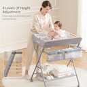 Baby Changing Table with Wheels, Maydolly Portable Adjustable Height Folding Diaper Station with Nursery Organizer & Storage Rack for Newborn Baby and Infant (Light Grey)