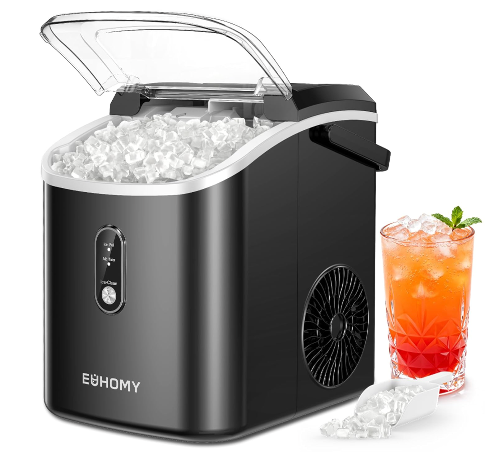 Portable Nugget Ice Maker,Chewable Ice Maker Tool,38lbs Daily, Detachable Tank/Self-Cleaning, 6-Min Ice,for Office/Camping/Bar/Party