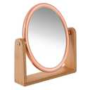 YEAKE Double Sided 10X Magnifying Makeup Mirror with Bamboo Stand,Small Desk Table Mirror with 360 Rotation,Standing Portable Cosmetic Mirror,Good for Tabletop,Traveling(Rose Gold,Oval)