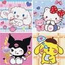 Diamond Art Kits for Kids Ages 8-12, 4 Pcs Cartoon Diamond Painting Mosaic Kits for Girls and Boys, Full Drill Crystal Art Kits for Home Wall Decor, 6" x 6" Anime Themed DIY Craft Gifts for Children