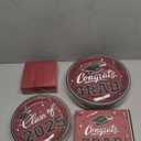 Gatherfun Graduation decorations 2025 Graduation Party Supplies Maroon Disposable Paper Plates Luncheon Napkins Cocktail Napkins for Congrats Grad Party Decorations, Serve 50