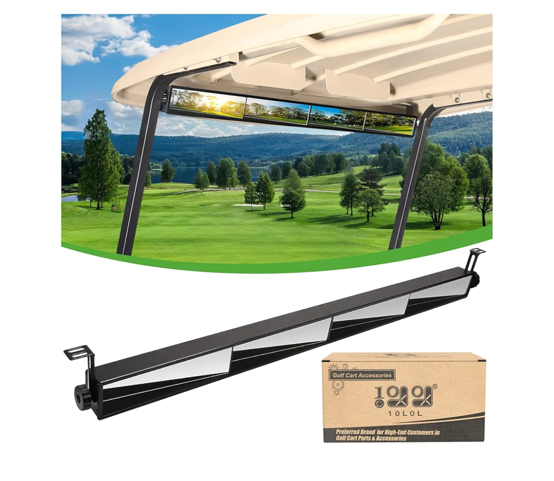 10L0L Universal Golf Cart 4 Panel Mirror for Yamaha EZGO Club Car, Eliminate Blind Spots Wide Angle Rear View Mirror