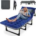 Heavy Duty Camping Cot for Adults with Mattress, 10-Leg Portable Folding Cot Bed, Extra Stable Sleeping Cot for Camping, Travel, Tent & Indoor Guest Use, 500 lbs Capacity