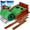 Golf Putting Mat, Putting Green Indoor with Ball Return - Golf Training Equipment for Christmas, Golf Practice Aid for Home Office, Portable Putting Training Mat for Men