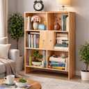 7 Cube Storage Organizer Wooden Bookshelf, 7 Cube Shelf Bookcase, Small Bookshelf Storage Organizer, 7 Cube Storage Shelf for Bedroom, Small Bookshelf for Living Room and Office (Natural, 7)