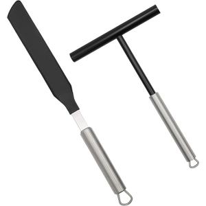 2PCS Crepe Spreader and Spatula Set, Crepe Pan Maker Batter Spreader Spatula Cake Turner Kitchen Utensils Stainless Steel Crepe Spreader Tool