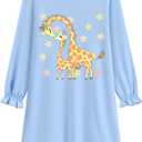 DDSOL Toddler Little Girl Nightgown Kid Long Sleeve Sleepwear Fall Nightie Sleepshirt Nightdress Pajamas Clothes 6T