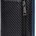 GAEKEAO Mens Wallet Slim Bifold RFID Blocking Thin Credit Card Holder Genuine Leather Minimalist Wallets for Men with Zipper Coin Pocket (Type1 Black&Blue)