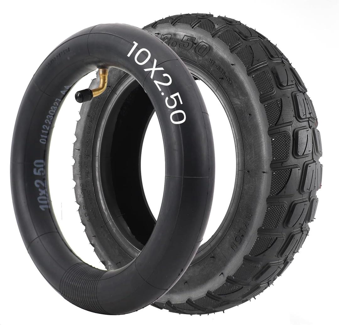 10X2.5 Scooter Tire,10inch Off-road Tire inner tube compatible with Kaboo Mantis/Tyrboant X7 pro/Nanrobot D6 + 10" electric Scooter Wheels
