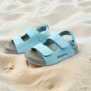 SMajong Boys Sandals Girls Sandal Kids | Non-Slip Slides, Lightweight, Adjustable, Open Toes, Flat (Blue)