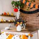 SY Super Bang Halloween Decorations, 10PCS Artificial Black Flowers Maple Leaf Orange Pumpkin Berry Floral Stems Vase Arrangement Branches Decor, for Home Indoor Party Holiday Living Room