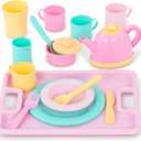 Battat Play Circle Dish Set Plates, Cups, and Tea Party Toys Kitchen Toys for Toddlers Pretend Play 3+ Years(34 Pieces)