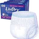 LivDry Adult XL Incontinence Underwear, Extra Absorbency Adult Diapers, Leak Protection, X-Large, 56-Pack