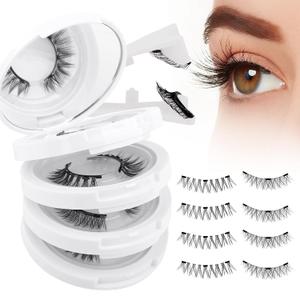 Magnetic Eyelashes with Applicator Natural Look: 4 Pairs, No Glue and Liner Needed, Wendy Lashes, CX0220, Y1+Y3-11