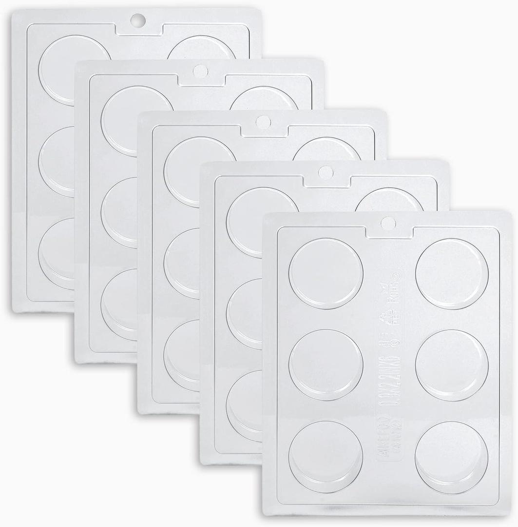 Round Cookie Chocolate Mold 5 Pack, 6 Cylinders Each, Chocolate Covered Round Cookies, Candy, Cookies and Chocolate, and Even Soap Molds (Large)
