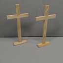 16 Inch Only 2 Pack Wood Cross Unfinished Wooden Crosses Unpainted Tabletop Cross for Crafts