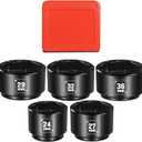 BLACKROBOT 5 Pieces 3/8 Drive Low Profile Oil Filter Socket Set, Metric Size 24mm, 27mm, 29mm, 32mm, 36mm, Chrome Vanadium Steel, 6 Point Design, Oil Filter Cap Remover and Installer Tool Set