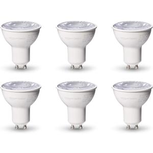 Amazon Basics MR16 LED Light Bulb, 50 Watt Equivalent, Energy Efficient 7W, GU10 Base, Daylight White 5000K, Dimmable, 10,000 Hour Lifetime , 6-Pack (Daylight)