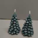Homemory Christmas Tree Candles with 6 Hours Timer, 2 Pcs Waxy LED Flameless Candles Flickering, Green Electric Candles Battery Operated for New Year Celebration Holiday Decorations 8.5 Inches