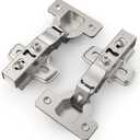 50 Pack Full Overlay Soft Close Concealed Frameless Cabinet Hinges, Satin Nickel, 105, Stop at Will 45-105 Degree, Self Closing, 3D Adjustment, Clip On, Stainless Steel for Cupboard Kitchen