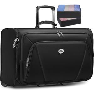 MATEIN Rolling Garment Bags for Airline Travel, Wheeled Carry On Garment Bag with Wheels & 2 Packing Cubes, Wrinkle Free Business Suit Luggage Suitcase Fits 17.3" Laptop for Men Women, Black, Medium - Carry-On