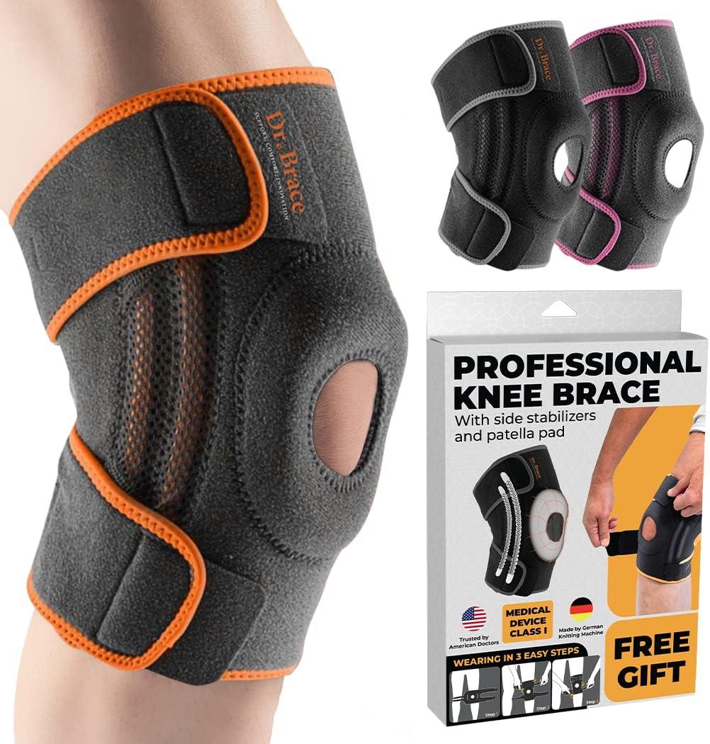 DR. BRACE ELITE Knee Brace with Side Stabilizers & Patella Gel Pads for Maximum Knee Pain Support and fast recovery for men and women-Please Check How To Size Video (Mars, Small)