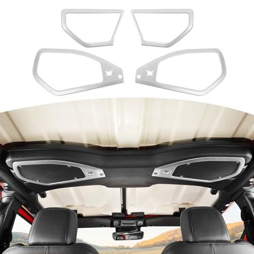 JOSHELA for 2024 Jeep JL A Pillar Top Roof Speaker Trim Cover Fit for Jeep Wrangler JL JLU Gladiator JT 2024 Up Silver Interior Accessories 4pcs