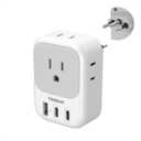 TESSAN Brazil Power Adapter, 7 in 1 US to Brazil Adapter Plug with 3 USB Ports (2 USB C) 4 American Outlets, Type N Travel Adaptor for USA to Brazilian Brasil