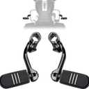 1.25" Highway Footpegs, Motorcycle Adjustable Footrest for Harley Davidson Touring Road King Road Glide Street Glide Electra Glide Dyna Sportster Softail 1 1/4" Engine Guard, Black