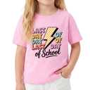 Happy Funny Last Day of School T-Shirt for Kids Toddler Girls Boys Short Sleeve Tee Cotton 2-8T (Pink)