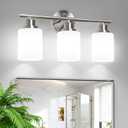 Unicozin 3 Light Bathroom Light Fixtures, Modern Vanity Lights with Milky Glass Shade, Brushed Nickel Wall Lamp Over Mirror for Bathroom, Living Room, Cabinet, Bedroom, E26 Base