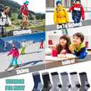 LINEMIN Kids Merino Wool Hiking Socks Toddlers Boys Girls Winter Warm Thick Thermal Boot Cushion Crew Socks 6 Pairs (White)