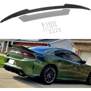 Bonbo Venom V2 Rear Wickerbill Spoiler for Dodge Charger 2015-2024 SRT ScatPack Hellcat, Add-on Type 2-Piece Rear Wicker Bill Spoiler with RivNut Tool (Gloss Black)
