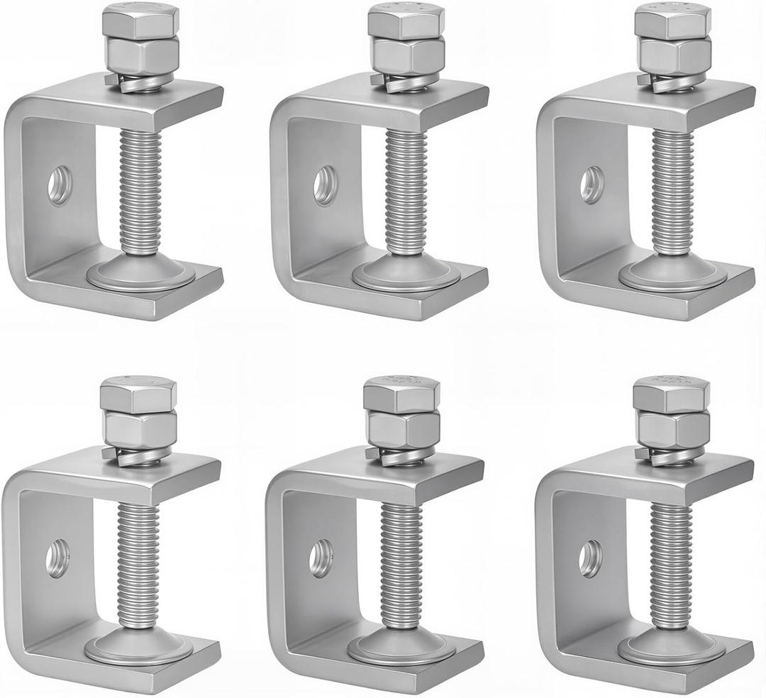 Stainless Steel Small C Clamp Set, 1 Inch Heavy Duty Metal C-clamp, Mini Tiger Clamp G-Clamp U Clamps with Stable Wide Jaw Opening/I-Beam Design for Woodworking Mounting Welding, 6pcs