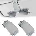 Teraves 2 Pack Sunglass Holder Clip for Car Visor, Upgrade Magnetic Leather Visor Sunglasses Clip, Easy to Hold Your Glasses Eyeglasses, Grey