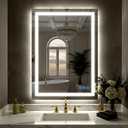 LED Bathroom Mirror with Lights 24"x36", Wall-Mounted Vanity Mirrors Front & Backlit Separate Light Control Stepless Dimmable Anti-Fog Memory 3 Color Temperatures Shatter-Proof Tempered Glass