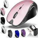 Mouse for MacBook Bluetooth Wireless Mouse Laptop MacBook Air Mac Pro Silent Rechargeable PC iPad Optical Mouse with Jiggler Dual Mode Switch Bluetooth 5.2/3.0 and 2.4GHz USB Type-C Receiver ROSE GOLD