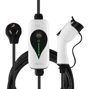 SAE J1772 Portable Level 2 EV Charger, 32Amp, 90-260V, 7KW, Charging Cable with NEMA 10-30 Male Plug Home Charging, Indoor/Outdoor EV Charge Station Charge Gun