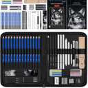 Prina 50 Pack Drawing Set Sketch Kit, Sketching Supplies with 3-Color Sketchbook, Graphite, and Charcoal Pencils, Pro Art Drawing Kit for Artists Adults Teens Beginner Kid, Ideal for Shading, Blending