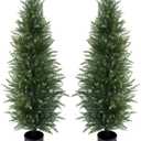 4 ft Artificial Cedar Topiary Trees Set of 2 Outdoor Faux Plants