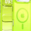 Newfuture Magnetic for iPhone Air Case [Compatible with Magsafe] [Military Grade Drop Protection] Translucent Matte Anti-Scratch Shockproof Protective Phone Cover 6.5 Inch, Fluorescent Green