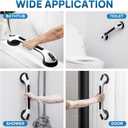 LEVERLOC 2 Pack Grab Bars for Bathtubs and Showers, Easy to Install Suction Shower Handles for Bathroom Removable Handrails for Seniors Elderly Safety Grip Waterproof Drill Free Black