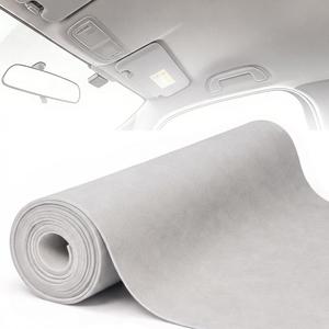 Suede Headliner Fabric 98" L 60" W with 3.5mm Foam Backing Automotive Interior Roof Replacement Material for Car, SUV, Truck, RV Marine Interiors, Door Panels, Headliners DIY (Gray)