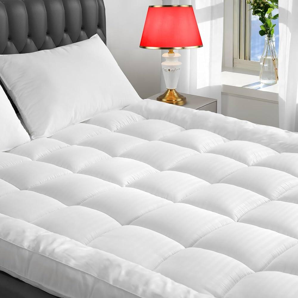 D & G THE DUCK AND GOOSE CO King Mattress Topper, Extra Thick Pillowtop, Cooling Plush Mattress Pad Cover for Back Pain Relief, Soft Down Alternative Fill Mattress Protector 76x80