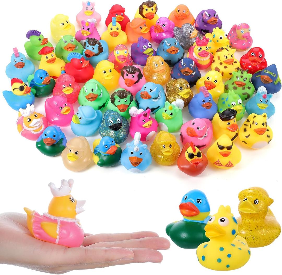 30Pcs Rubber Ducks Assorted Plastic Bulk Rubber Duck for Cruise Ducks Ducking Bath Pool Toys Mailbox Duck Party Favors Cruise Ships Hiding Classroom Exchange Gifts for Kids Teens